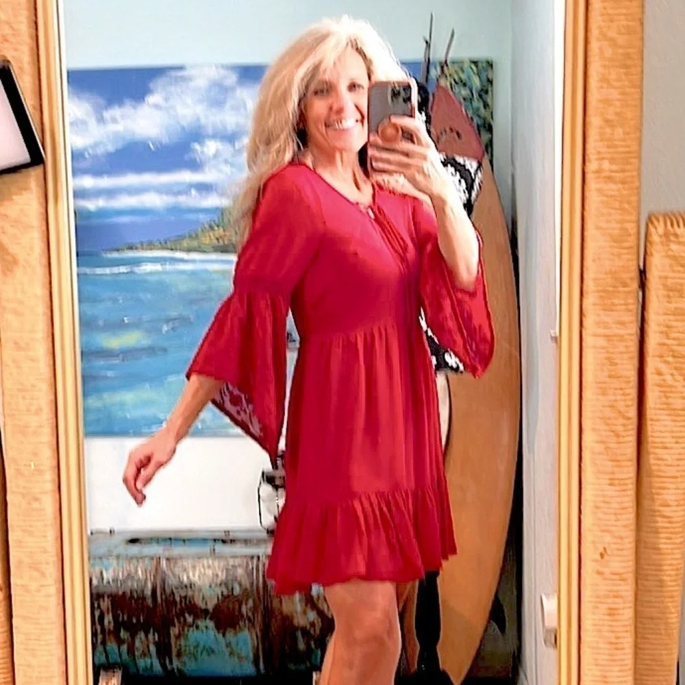 ⭐️Band of Gypsies, Lovely Boho Dressw/POCKETS,Complete Slip-Dress Lining,Fun! - Picture 3 of 15